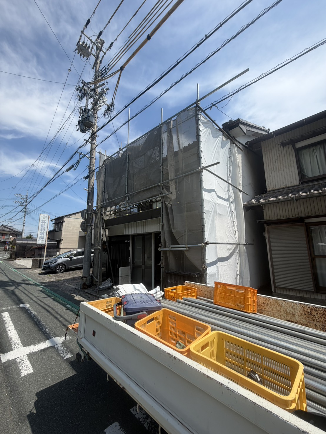 湖西市新居町 足場組み上げの様子3